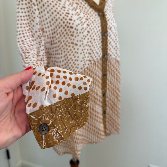 NWT Soft Surroundings Eliza Shirt Bronze Abstract Size Large with Knit Tank Boho - Picture 5 of 13